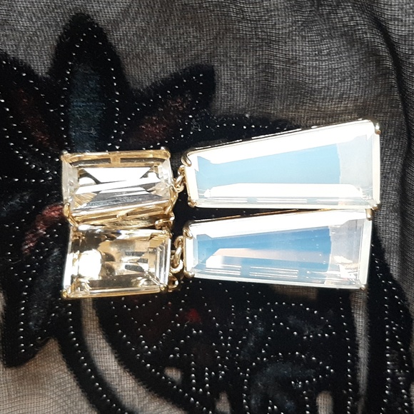 HEIDI DAUS Necklace w Clip-on Earrings - Gold Tone w Opalesque & White Stones - Picture 11 of 14